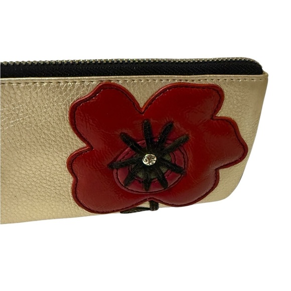 Brighton Gold Wristlet with Red Floral Accent - Picture 6 of 12